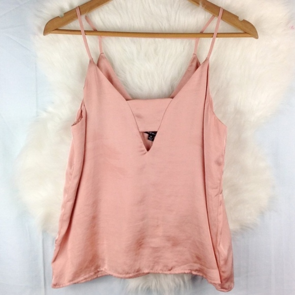 Shinestar Rose Pink Satin Peep Hole Tank Top